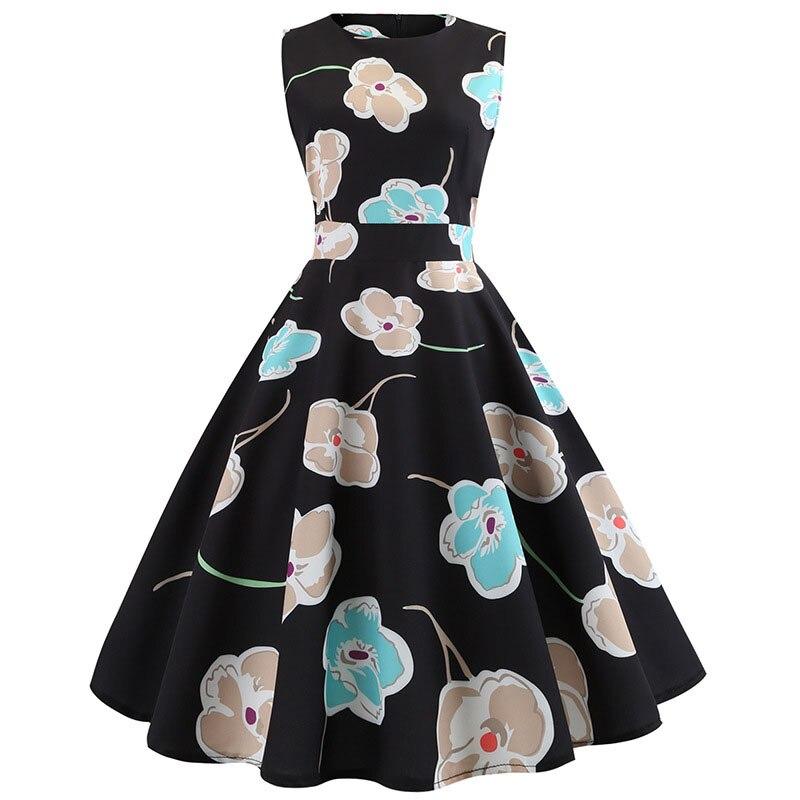 Vintage Black Flowers Flared Mekko