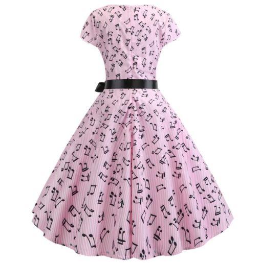 Vintage Flared Dress Pink Music