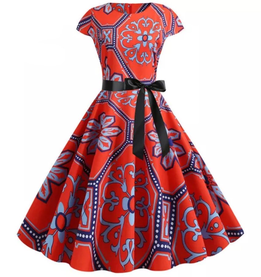 Vintage Red Flowers Leijuva Mekko