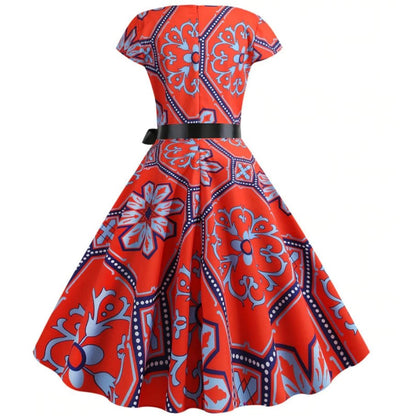 Vintage Red Flowers Leijuva Mekko