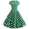 Vintage Vihreä Levenevä Mekko, Jossa On Valkoisia Pilkkuja
