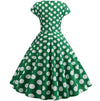 Vintage Vihreä Levenevä Mekko, Jossa On Valkoisia Pilkkuja