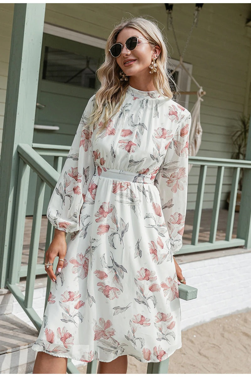 Vintage Vaaleanpunainen Kukkamekko