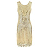 Beige Ja Kultainen Lyhyt Gatsby-Mekko