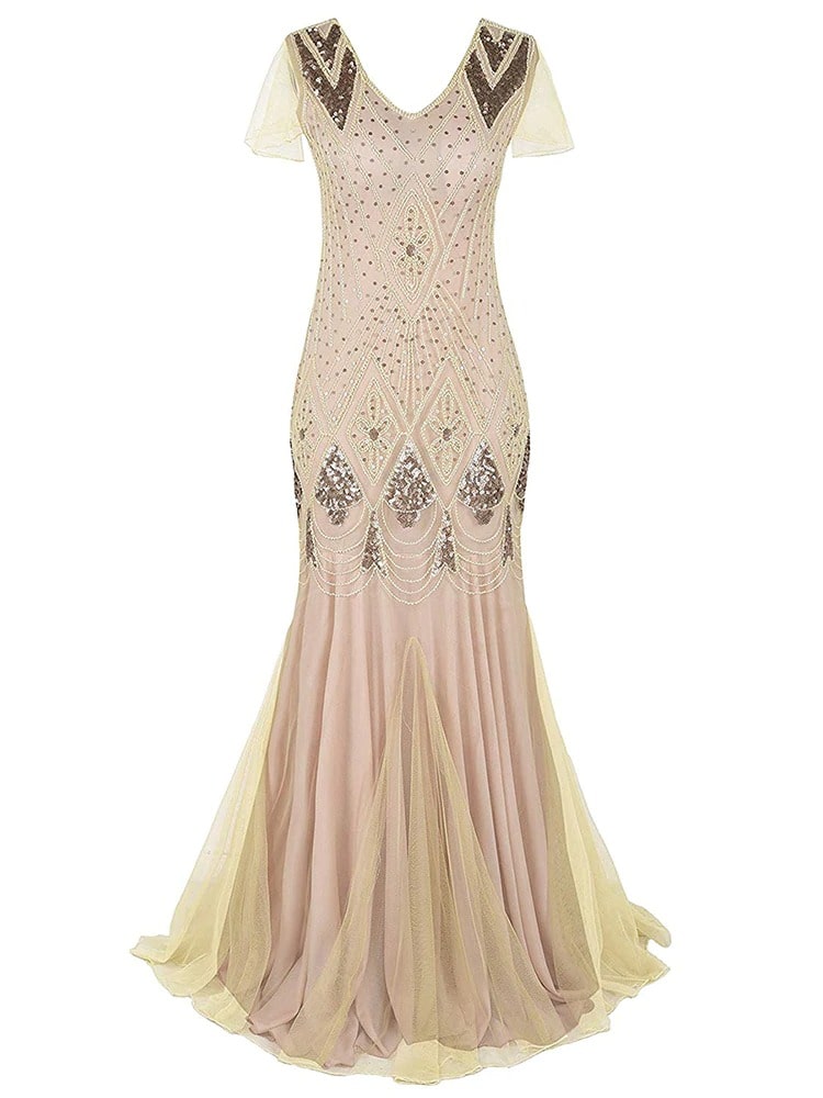Ivory Haute Couture -Pitkä Gatsby-Mekko