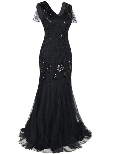 Pitkä Musta Haute Couture Gatsby -Mekko