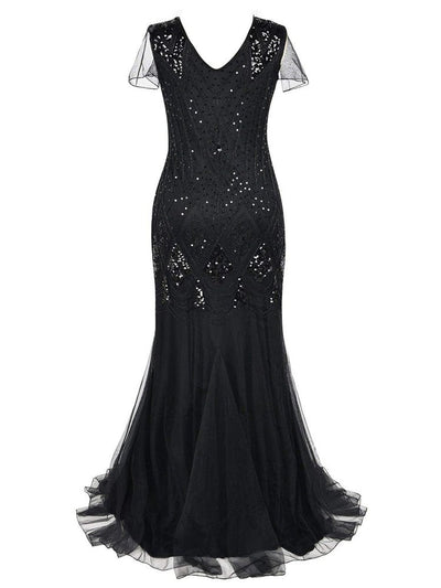 Pitkä Musta Haute Couture Gatsby -Mekko