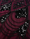 Burgundin Ja Musta Haute Couture -Pitkä Gatsby-Mekko