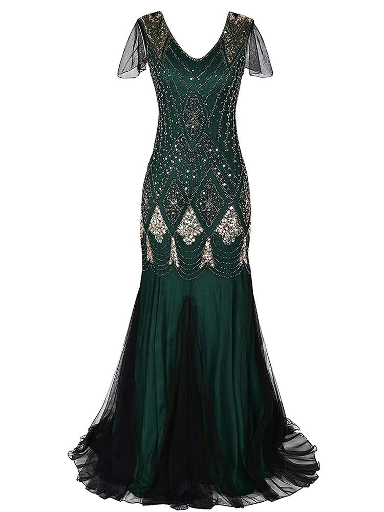 Pitkä Vihreä Haute Couture Gatsby -Mekko