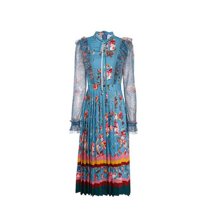 Mint Vintage Kukkainen Pitkä Mekko