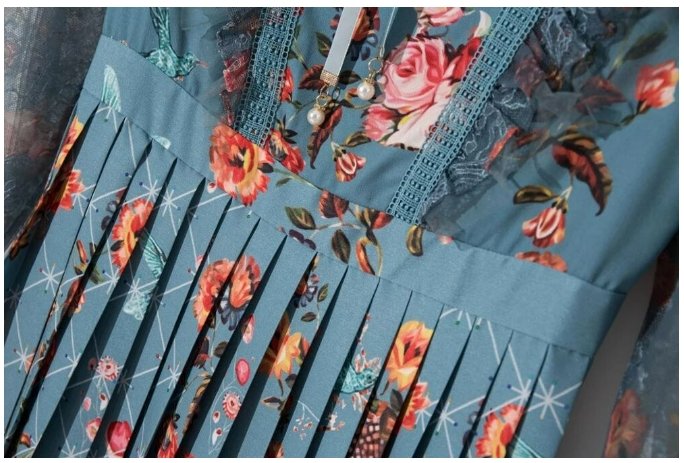 Mint Vintage Kukkainen Pitkä Mekko