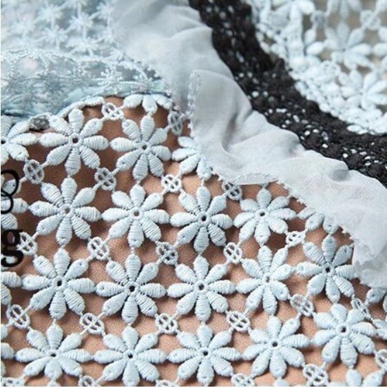 Pitkä Vintage Sininen Röyhelömekko