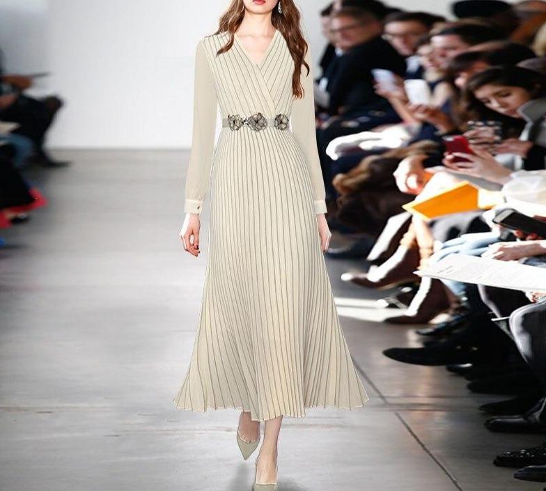 40-Luvun Pitkä Mekko Beige