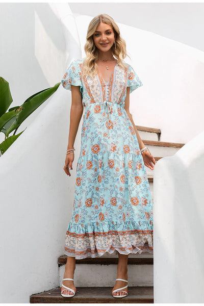 Vintage Bohemian Pitkä Mekko