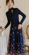 Vintage Laivastonsininen Pitsinen Häämekko
