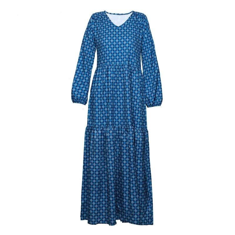 Sininen Vintage Maxi Mekko