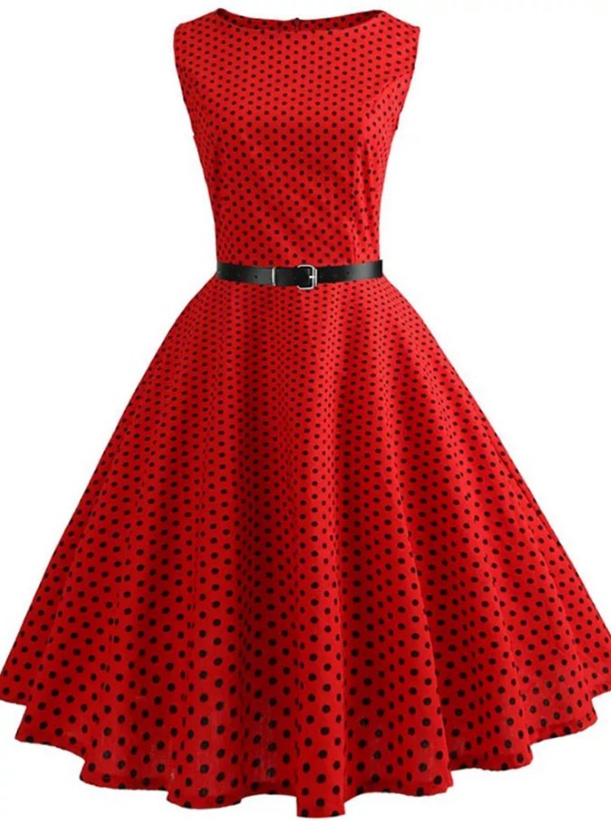 Punainen 50-Luvun Pin Up -Mekko