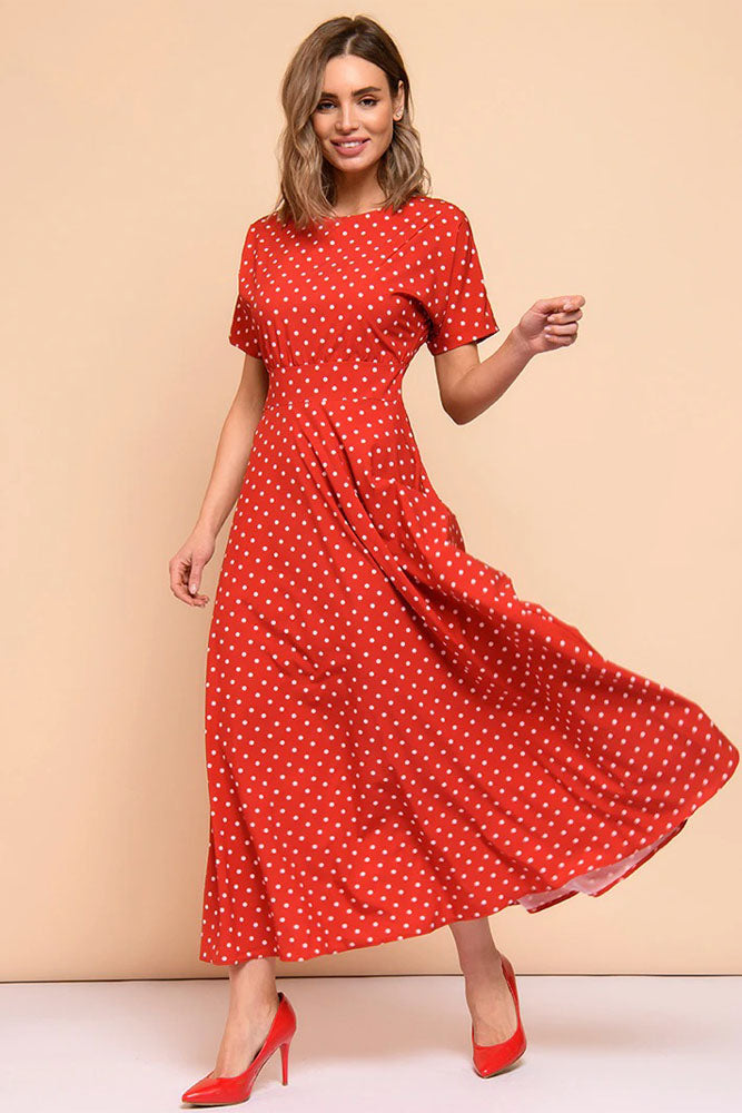 Punainen Mekko Valkoisilla Pilkuilla Vintage