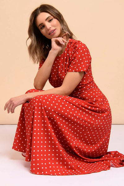 Punainen Mekko Valkoisilla Pilkuilla Vintage