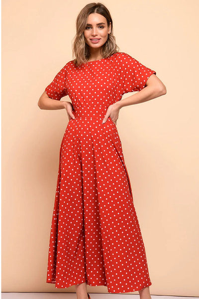 Punainen Mekko Valkoisilla Pilkuilla Vintage