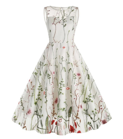 50-Luvun Tyylinen Vintage Flowers -Mekko