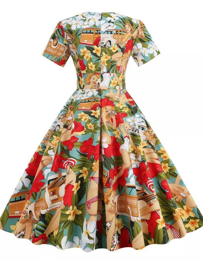 50-Luvun Vintage Patchwork -Tyylinen Mekko