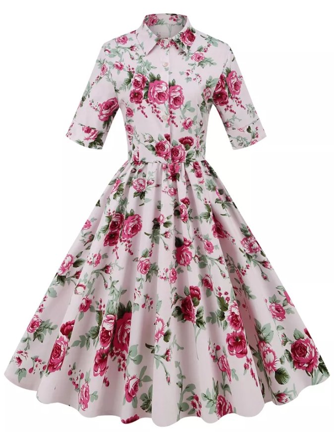 50-Luvun Vintage Roses -Tyylinen Mekko
