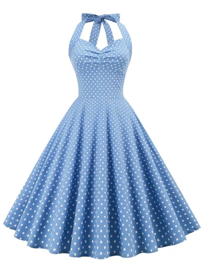 50-Luvun Leimattu Vyötärömekko