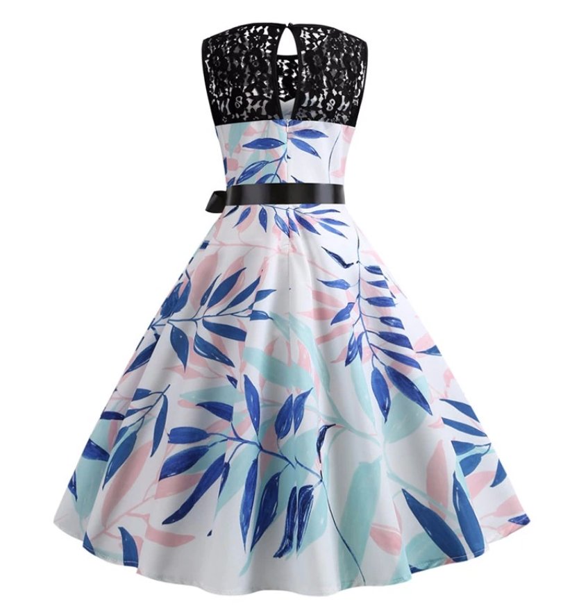 Vintage Blue Flower -Trapetsimekko