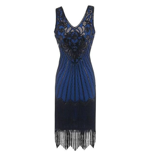 Vintage 20s Plus Size -Sininen Mekko