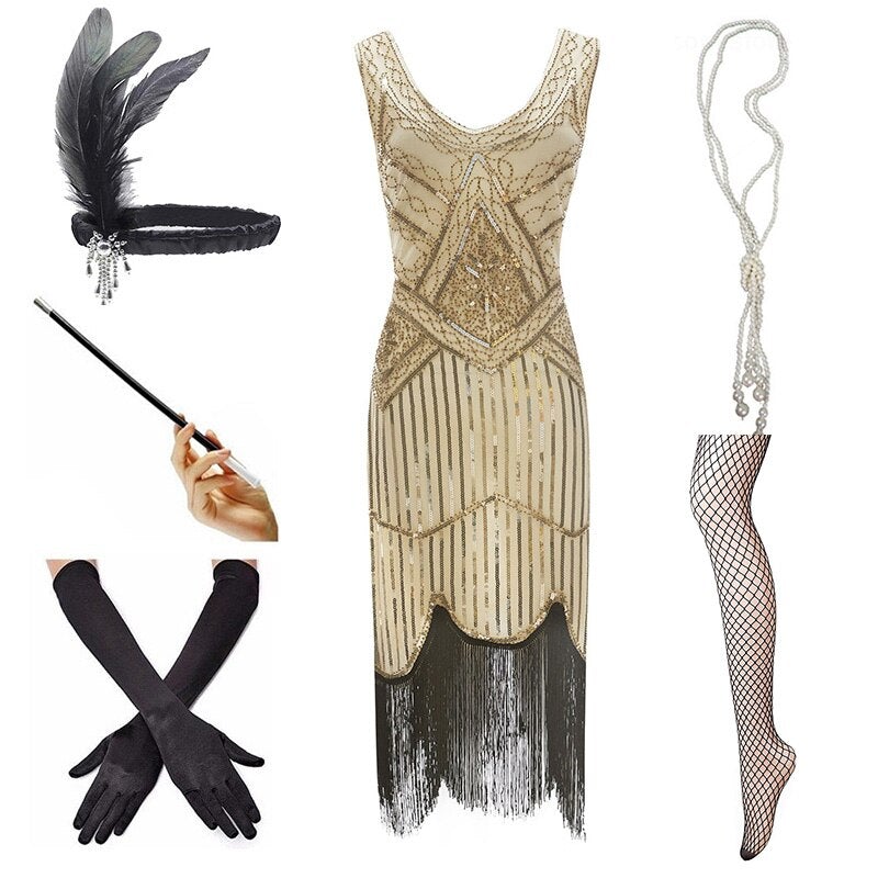 Vintage 1920 Mekko Beige Musta