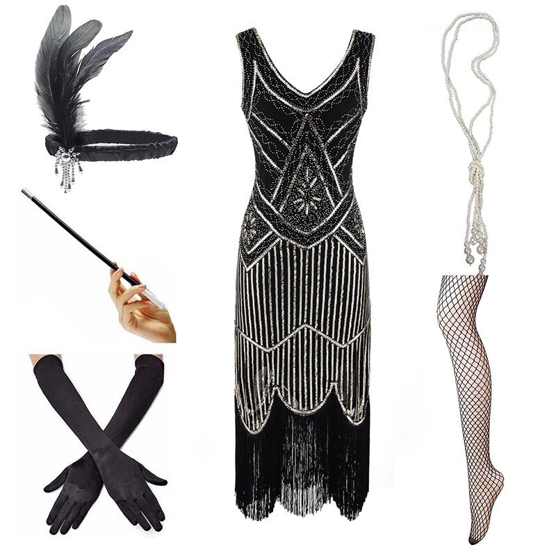 Vintage 1920 Mekko Musta Kultaa