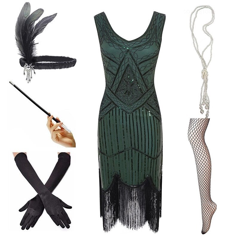 Vintage 1920 Mekko Vihreä