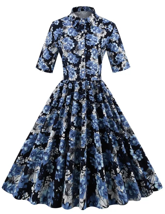 Vintage 1950 Mekko Sininen
