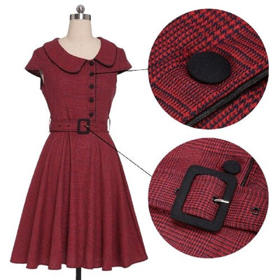 Vintage 50 Burgundy Lyhythihainen Mekko