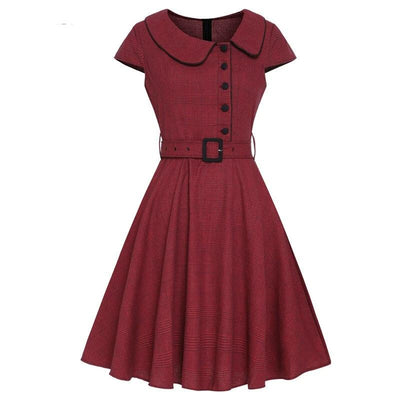 Vintage 50 Burgundy Lyhythihainen Mekko