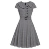 Vintage 50-Luvun Mekko, Harmaa Lyhyet Hihat