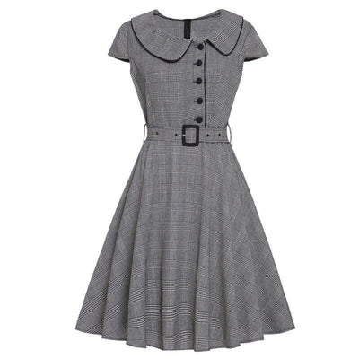 Vintage 50-Luvun Mekko, Harmaa Lyhyet Hihat