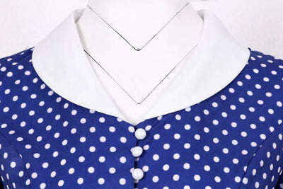 Vintage 50-Luvun Sininen Pilkkumekko