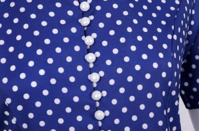 Vintage 50-Luvun Sininen Pilkkumekko