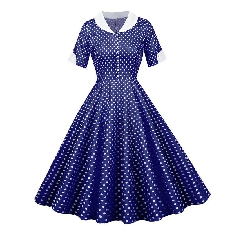 Vintage 50-Luvun Sininen Pilkkumekko
