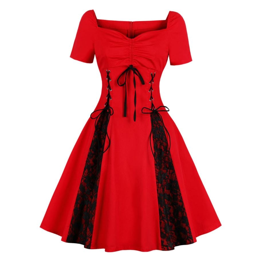 Vintage 50-Luvun Plus-Kokoinen Punainen Mekko