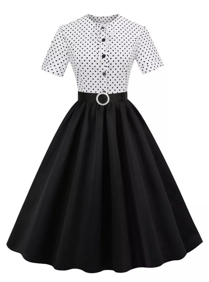 Vintage 60-Luvun Mustavalkoinen Mekko