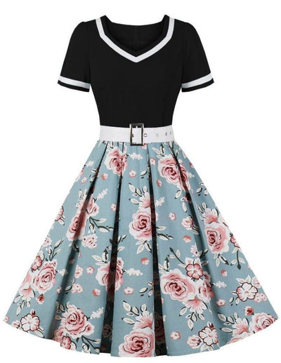 Vintage 60-Luvun Black Flowers -Mekko