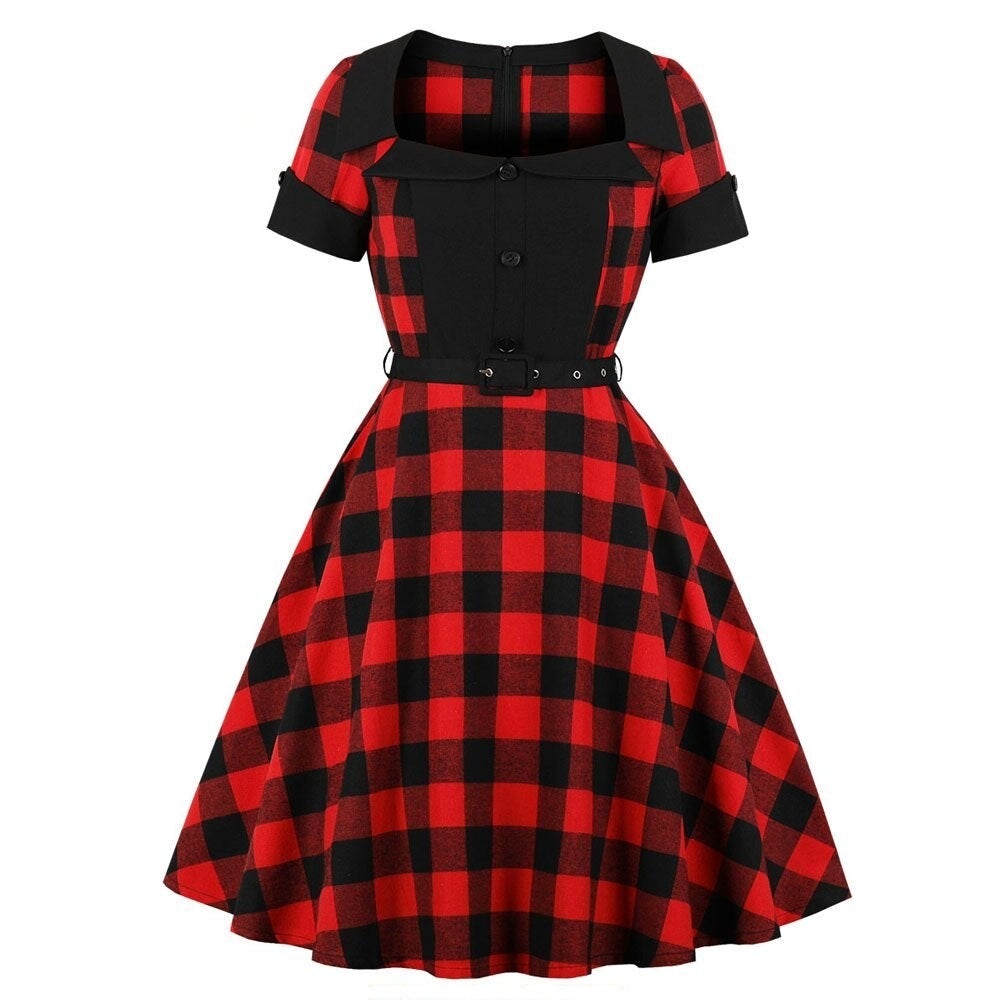 Vintage 50-Luvun Plus-Kokoinen Punainen Mekko