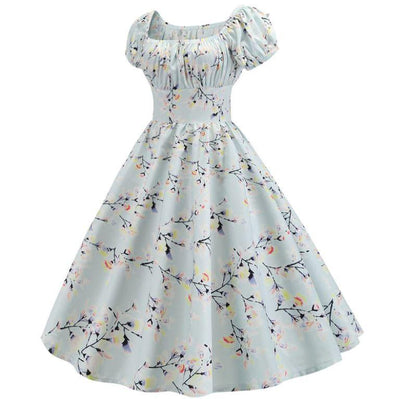 Vintage 60-Luvun Sinikukkamekko