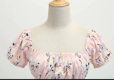 Vintage 60-Luvun Vaaleanpunainen Kukkamekko