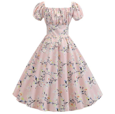 Vintage 60-Luvun Vaaleanpunainen Kukkamekko