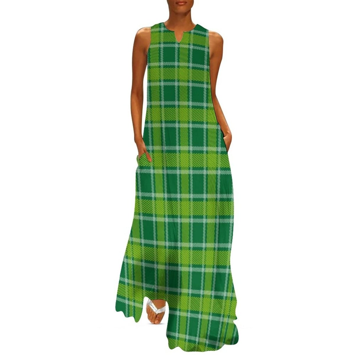 Vintage 70-Luvun Pitkä Vihreä Mekko