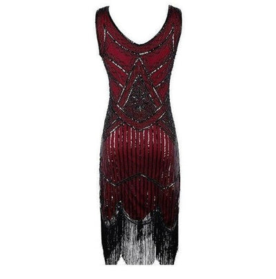 Vintage 20-Luvun Gatsby-Mekko, Viininpunainen